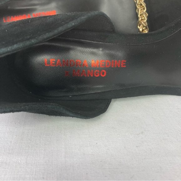 Leandra Medine for Mango Black Suede Wedge Heels - Picture 3 of 6